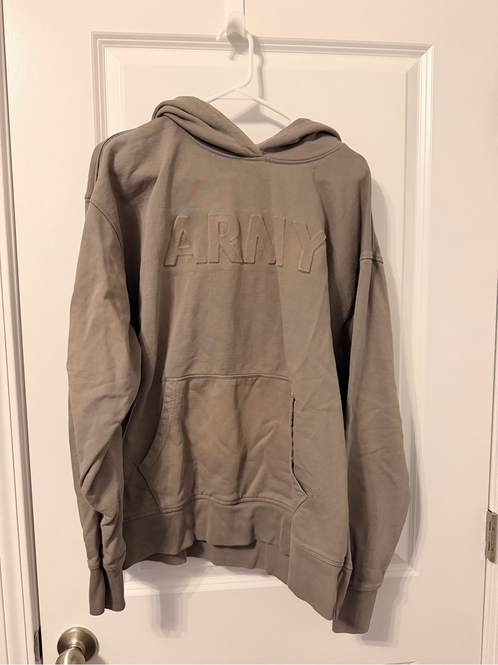 Lucky Brand Army Embroidered Hooded Sweatshirt - Taupe